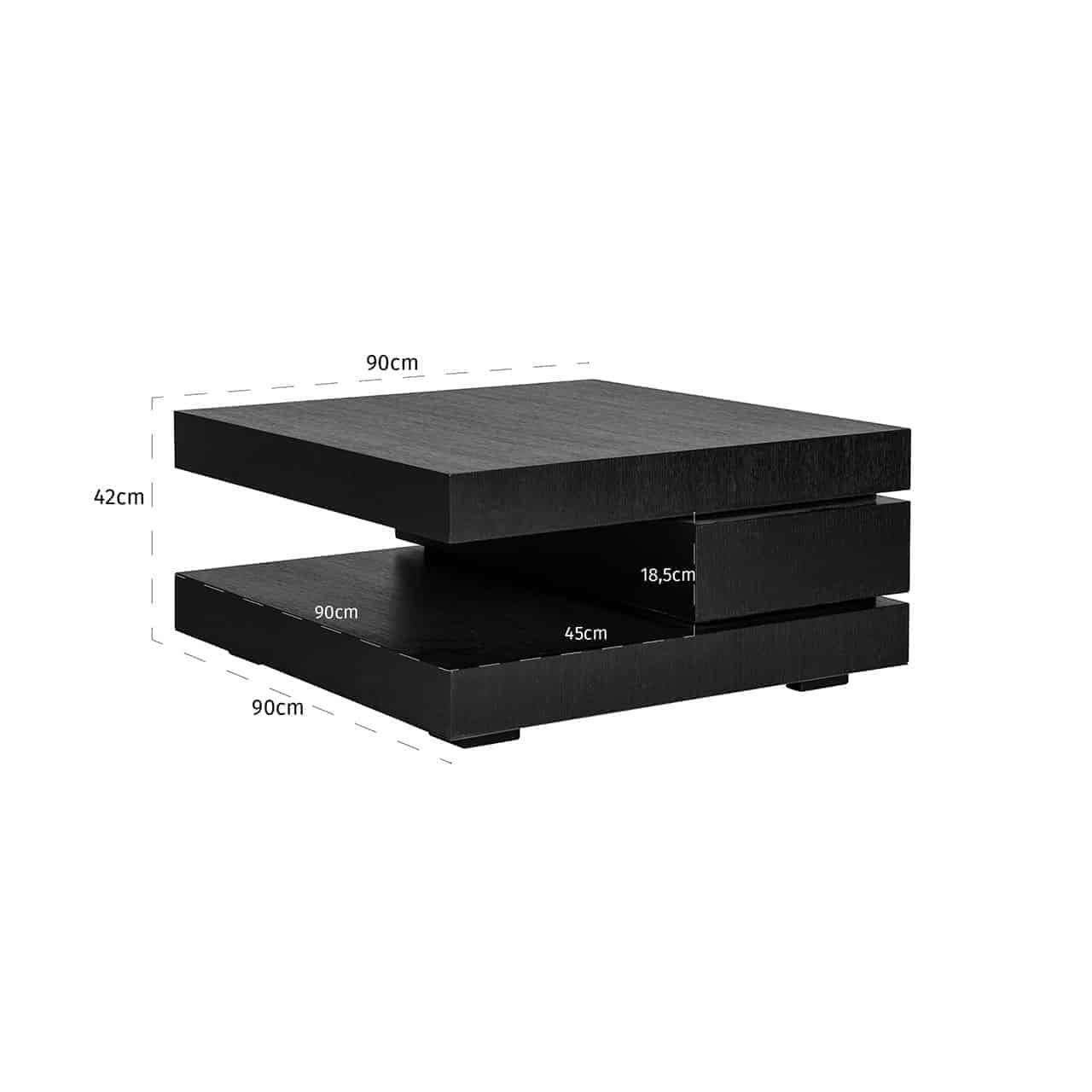 6505 BLACK - Stolik kawowy Oakura blok C (Czarny)