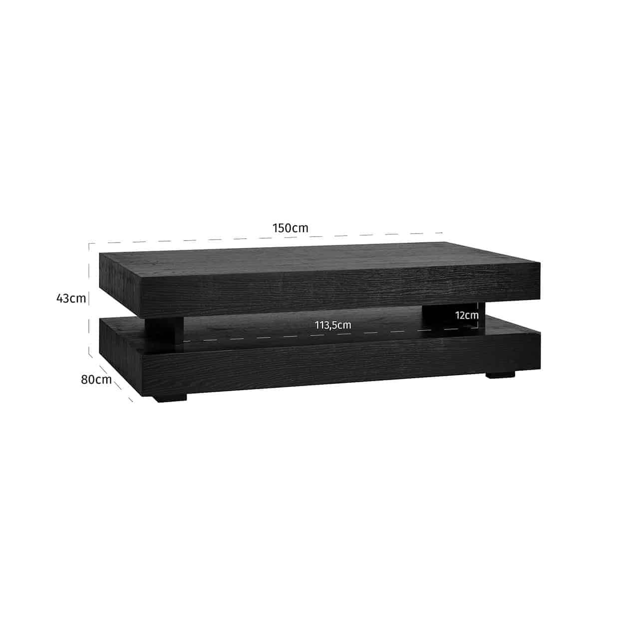 6506 BLACK - Stolik kawowy Oakura blok H (Czarny)