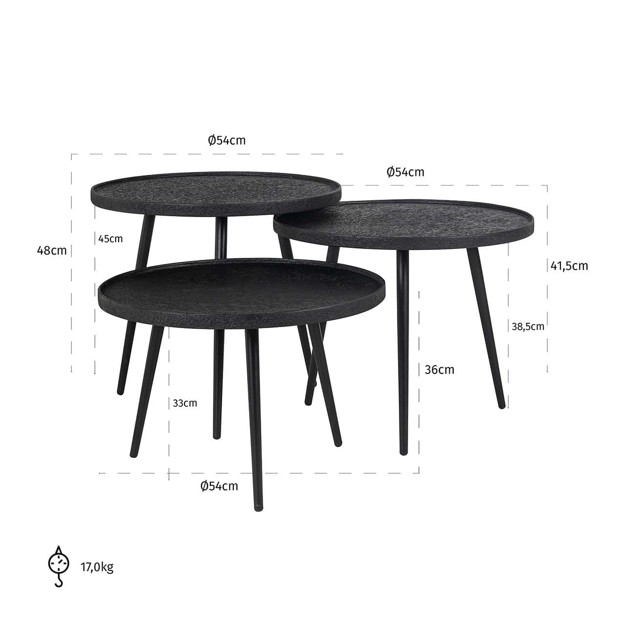 825209 - Stolik kawowy Oxford zestaw 3 szt. (czarny)