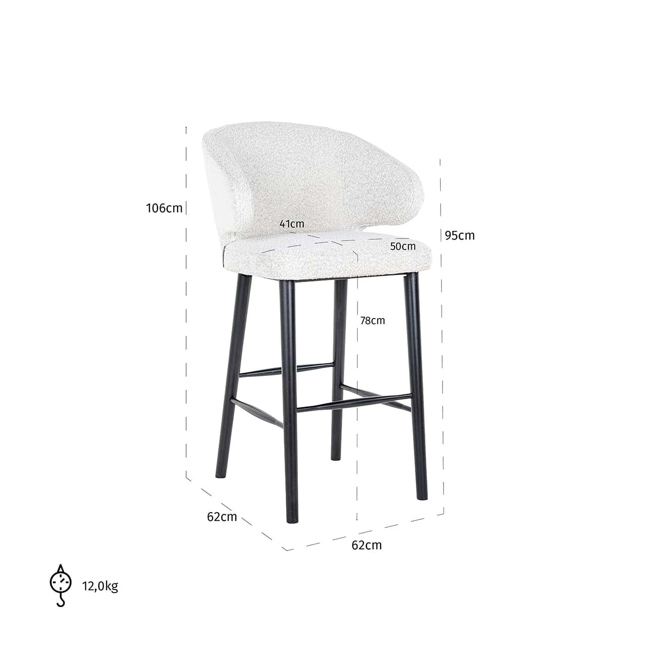 S4496 WHITE BOUCLÉ - Hoker barowy Indigo biały kręcony (Copenhagen 900 Bouclé White)