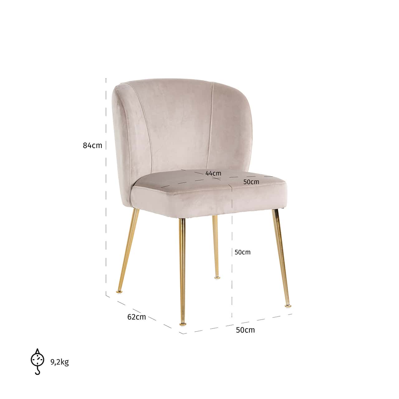 S4506 KHAKI VELVET - Krzesło Cannon khaki / szczotkowane złoto (Quartz Khaki 903)