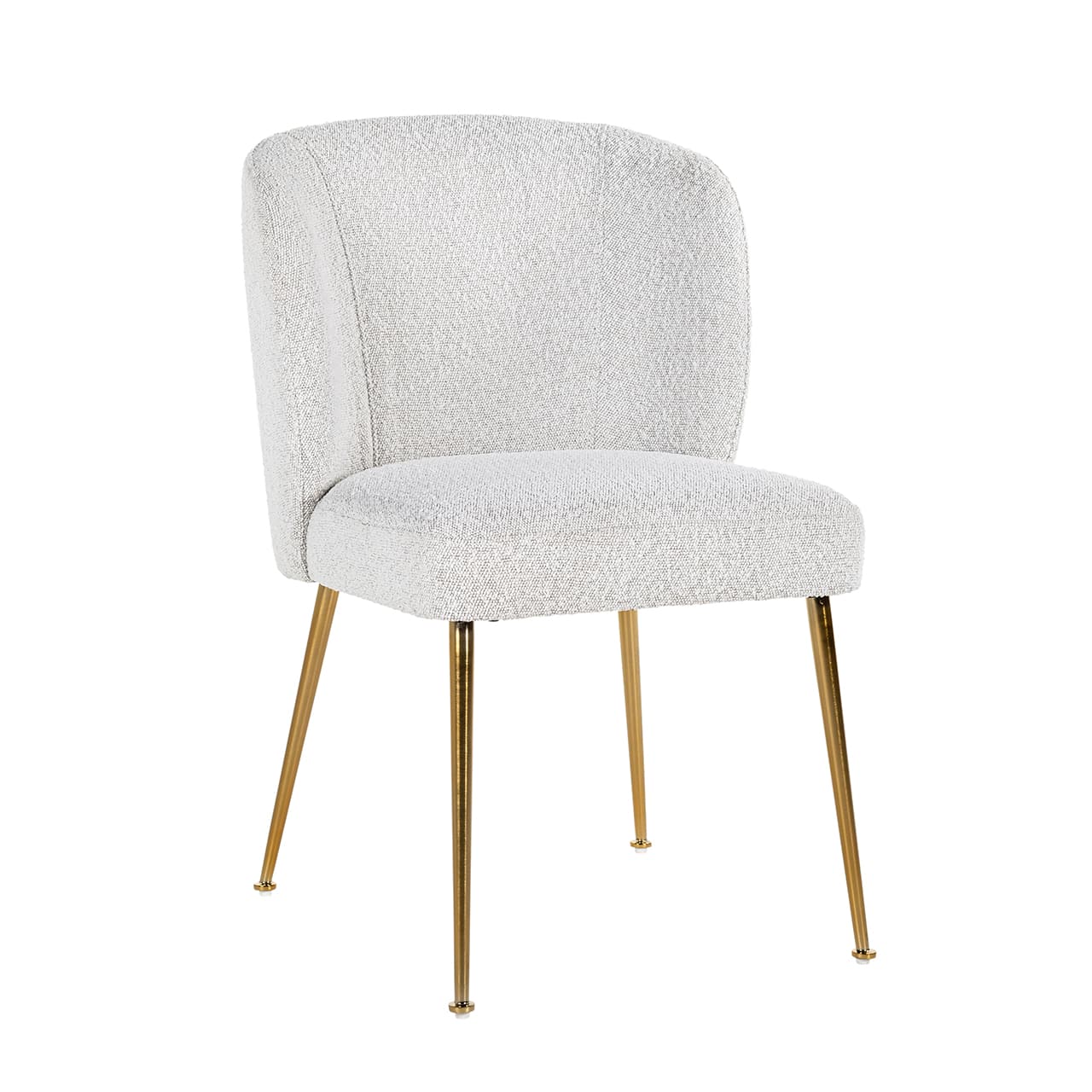 S4506 WHITE BOUCLÉ - Krzesło Cannon białe bouclé / szczotkowane złoto (Copenhagen 900 Bouclé White)