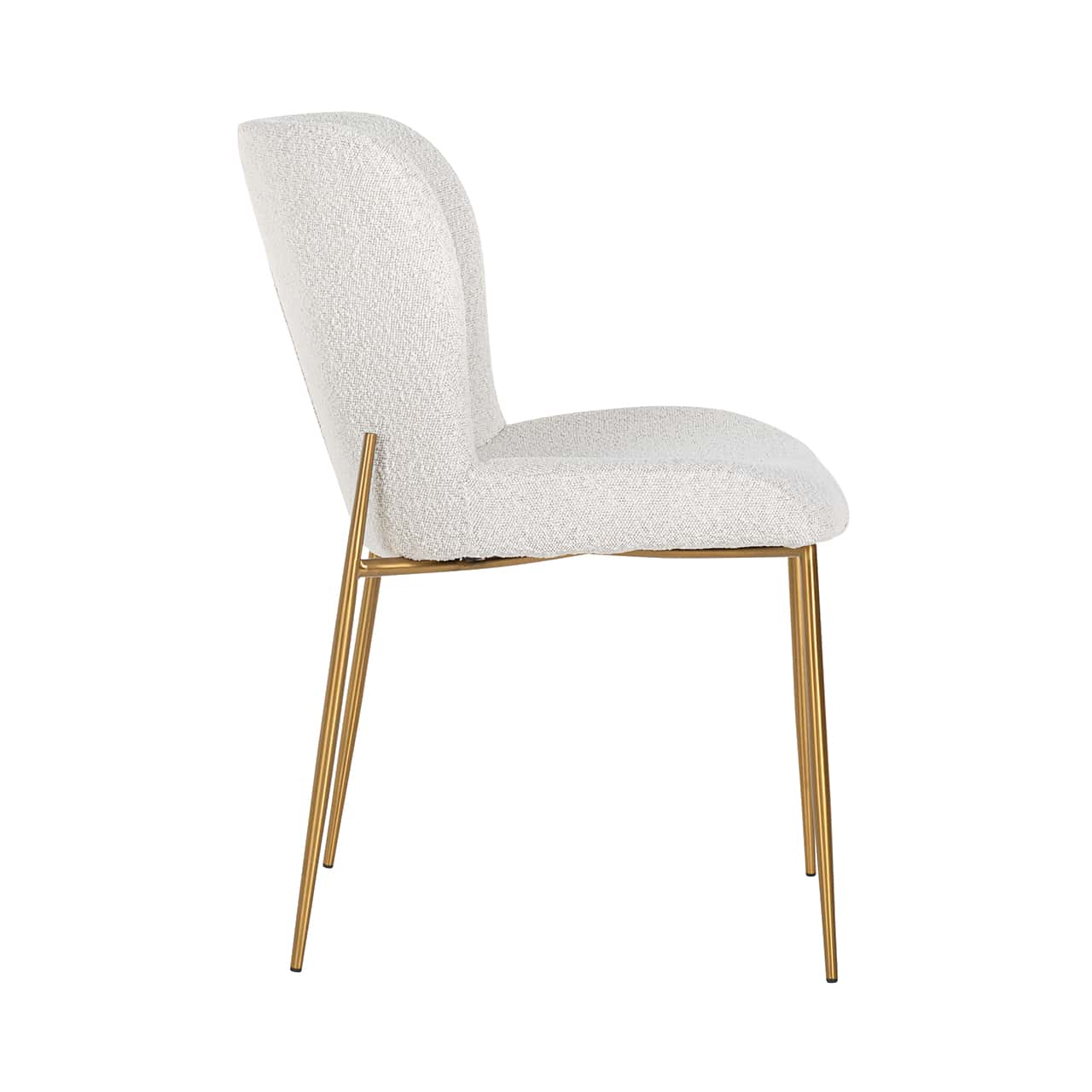 S4508 WHITE BOUCLÉ - Krzesło Odessa białe kręcone / szczotkowane złoto (Copenhagen 900 Bouclé White)