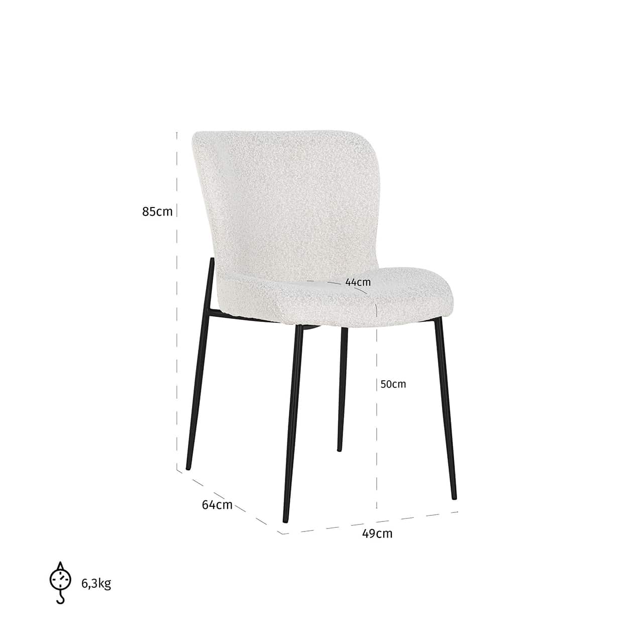 S4509 WHITE BOUCLÉ - Krzesło Darby białe bouclé / czarne (Copenhagen 900 Bouclé White)