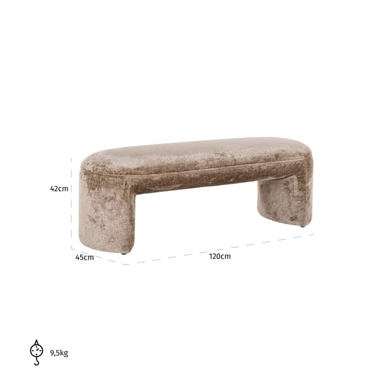 S4549 TAUPE CHENILLE - Ławka Fargo taupe chenille (Bergen 104 taupe chenille)