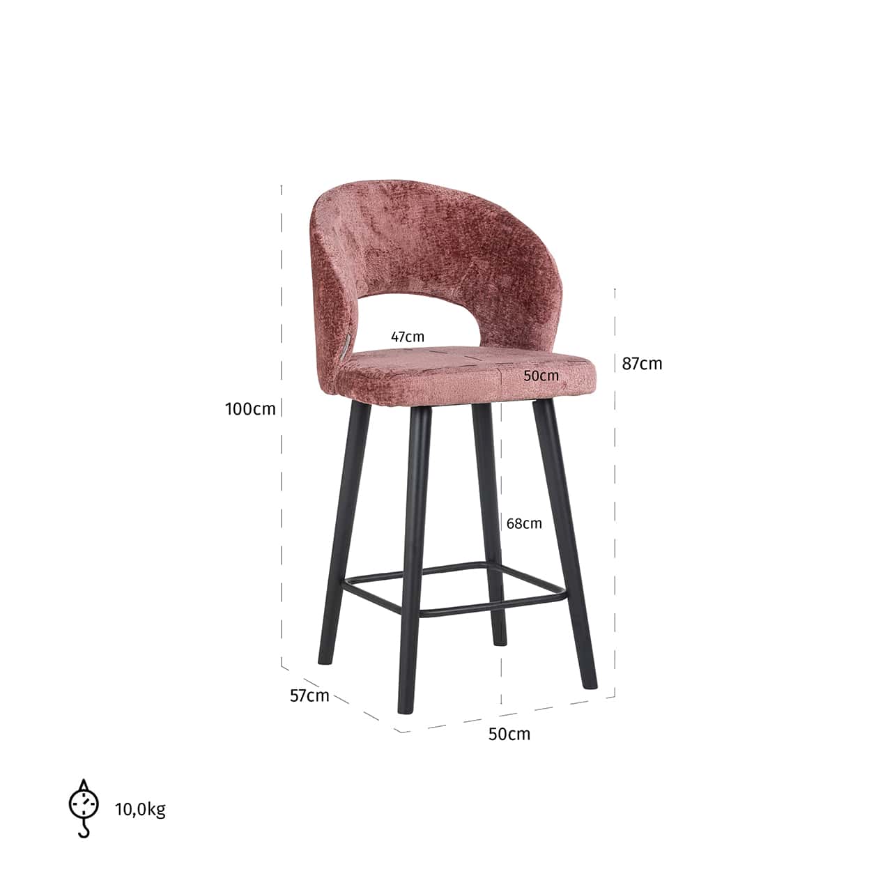 S4561 ROSE CHENILLE - Stołek ladowy Savoy różany szenil (Bergen 705 różany szenil)