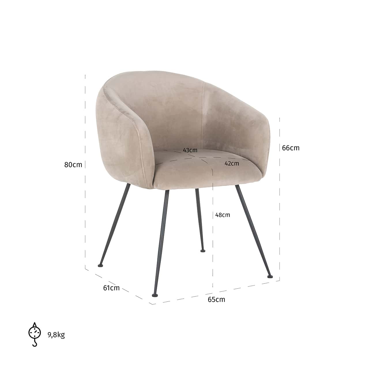 S4564 KHAKI VELVET - Krzesło Avanti welur khaki (Quartz Khaki 903)