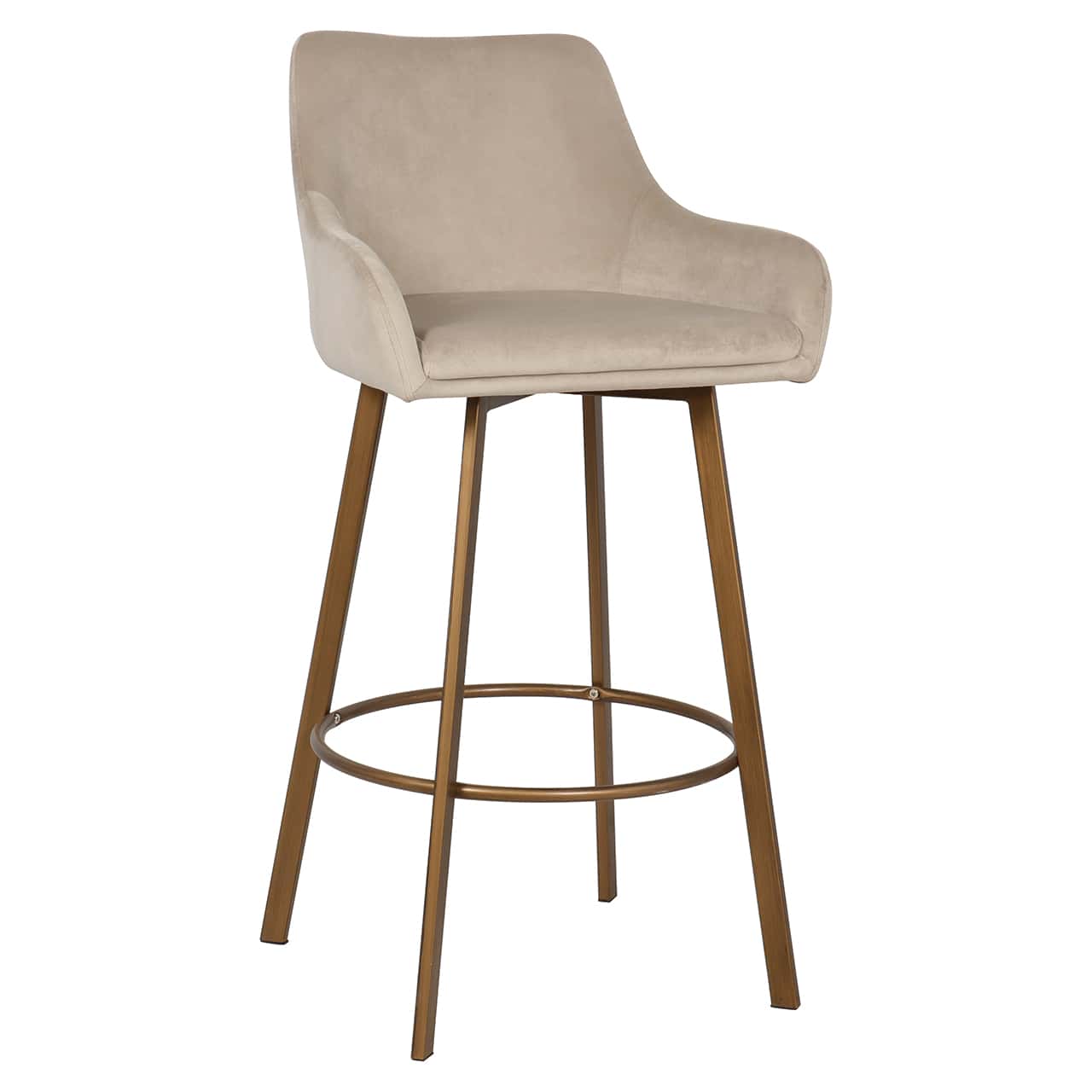 S4571 KHAKI VELVET - Hoker barowy Cressida z aksamitu khaki z wysokim oparciem (zestaw 2 szt.) (Quartz Khaki 903)