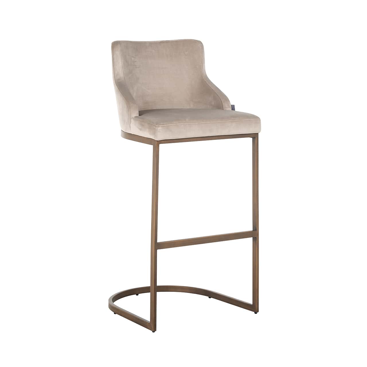 S4580 FR KHAKI VELVET - Stołek barowy Bolton khaki aksamit / szczotkowane złoto ognioodporne (FR-Quartz 903 Khaki)