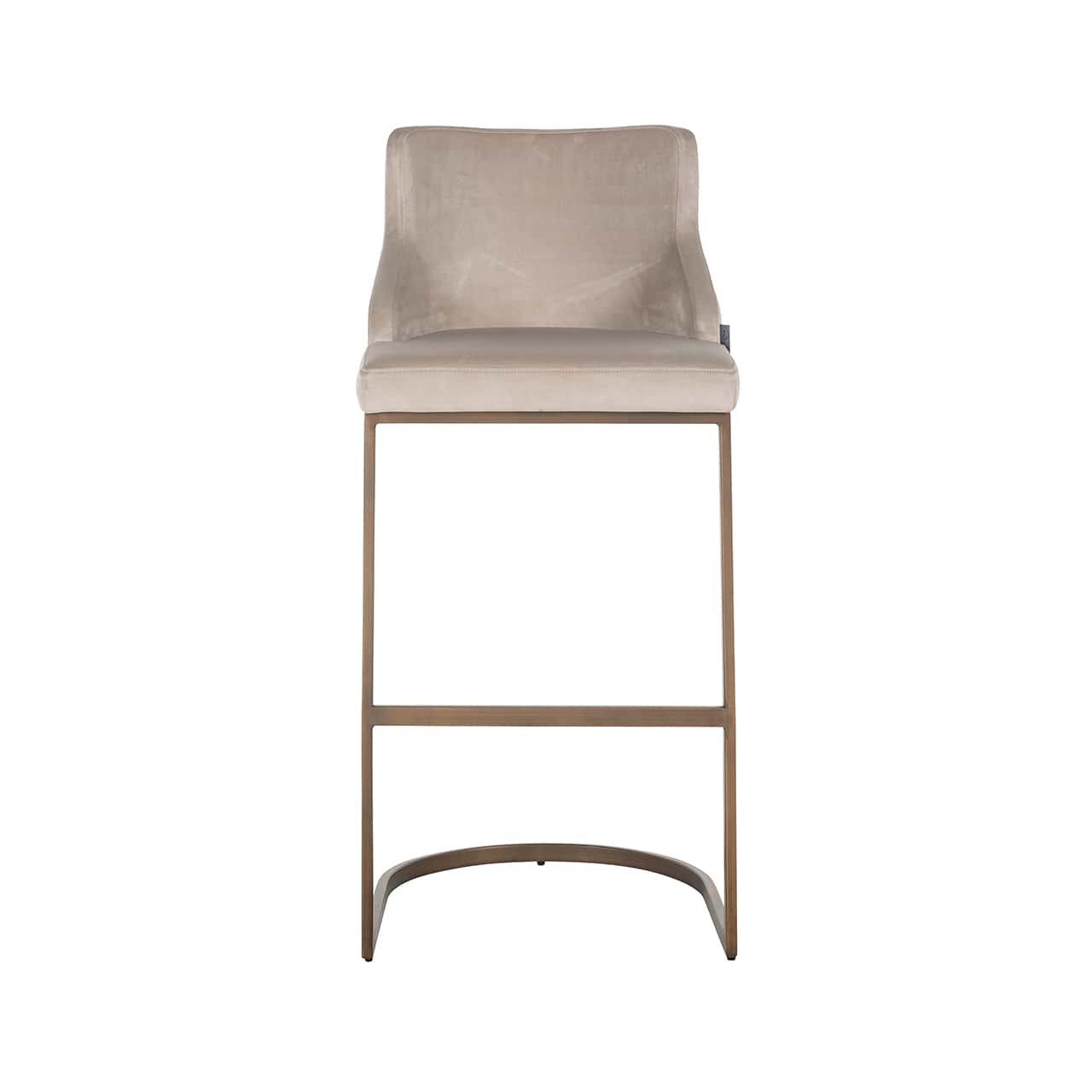 S4580 FR KHAKI VELVET - Stołek barowy Bolton khaki aksamit / szczotkowane złoto ognioodporne (FR-Quartz 903 Khaki)