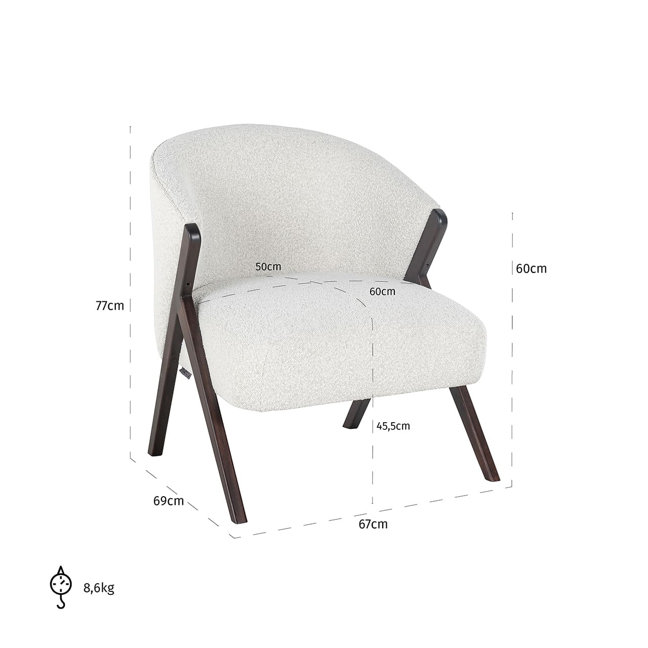 S4591 WHITE BOUCLÉ - Fotel wypoczynkowy Mia (Copenhagen 900 Bouclé White)