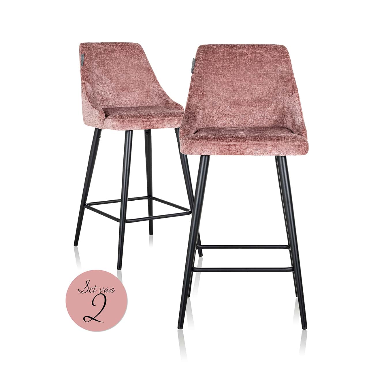 S4700 ROSE CHENILLE - Stołek na ladę Brooke różany szenil (zestaw 2 szt.) (Bergen 705 różany szenil)
