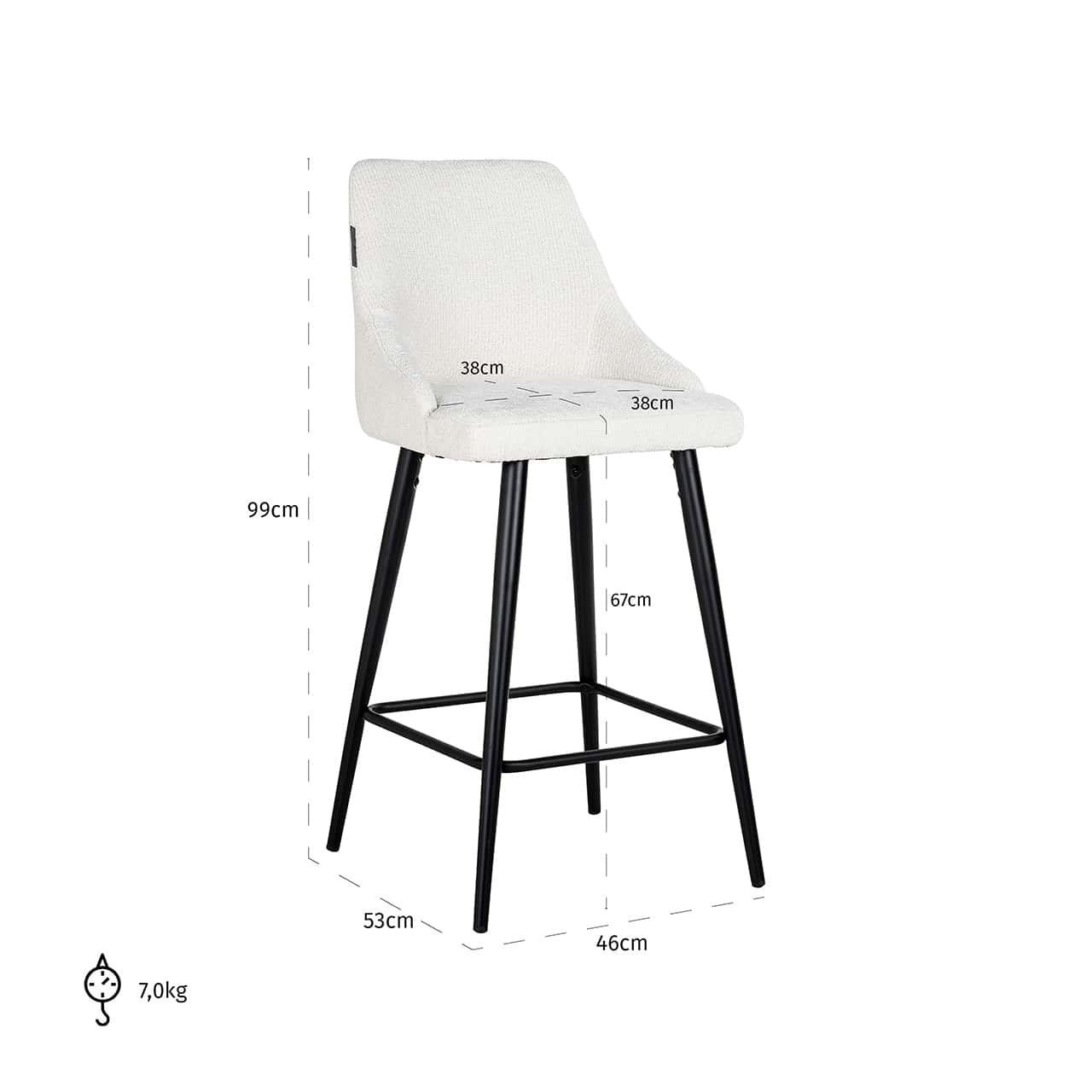 S4700 WHITE UNICORN - Stołek na ladę Brooke biały jednorożec (zestaw 2 szt.) (Unicorn 02 biały)
