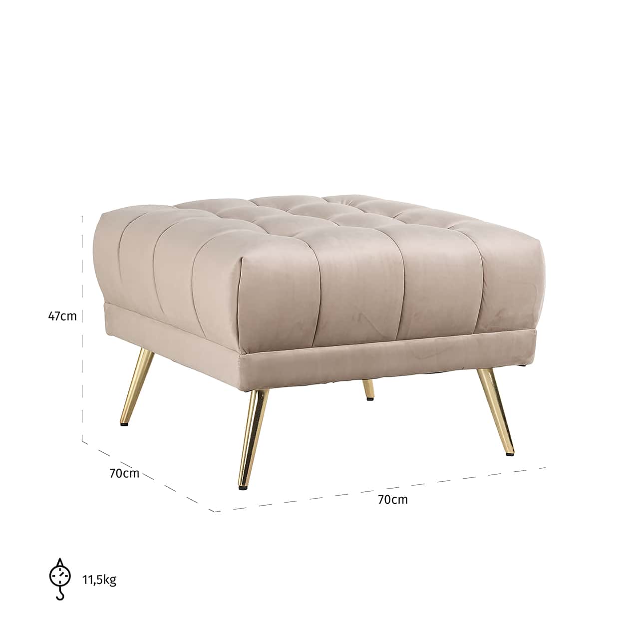 S5124 KHAKI VELVET - Pufa aksamitna Huxley khaki (Quartz Khaki 903)