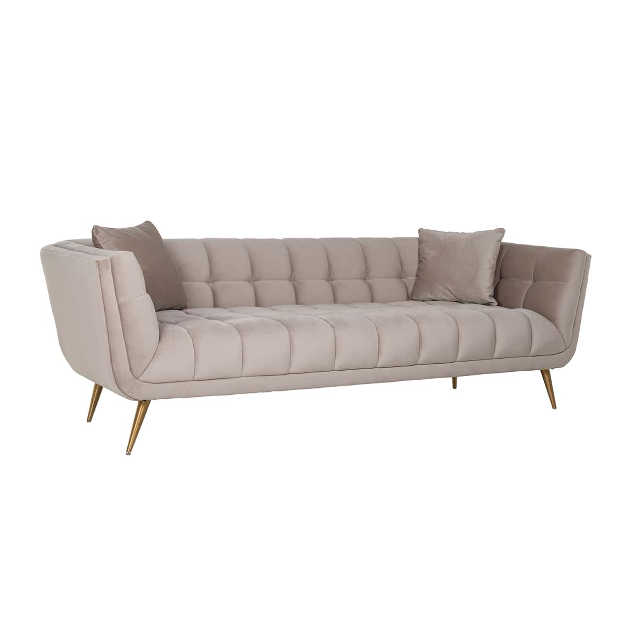 S5126 KHAKI VELVET - Sofa Huxley Khaki aksamit / Szczotkowane złoto (Kwarc Khaki 903)