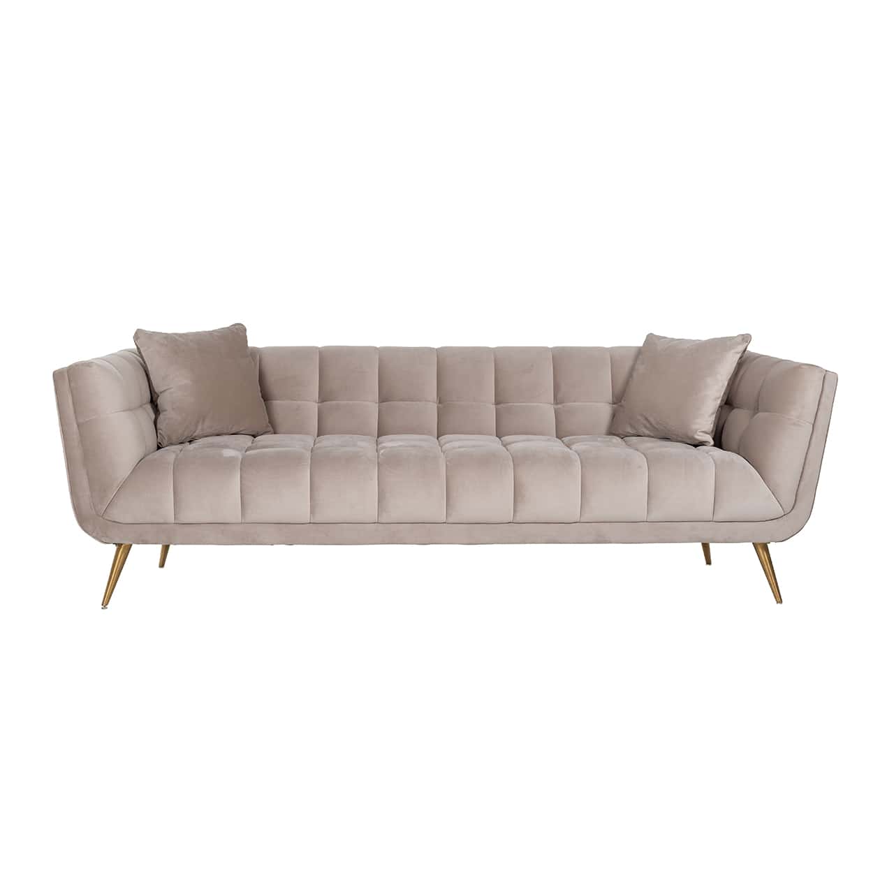 S5126 KHAKI VELVET - Sofa Huxley Khaki aksamit / Szczotkowane złoto (Kwarc Khaki 903)