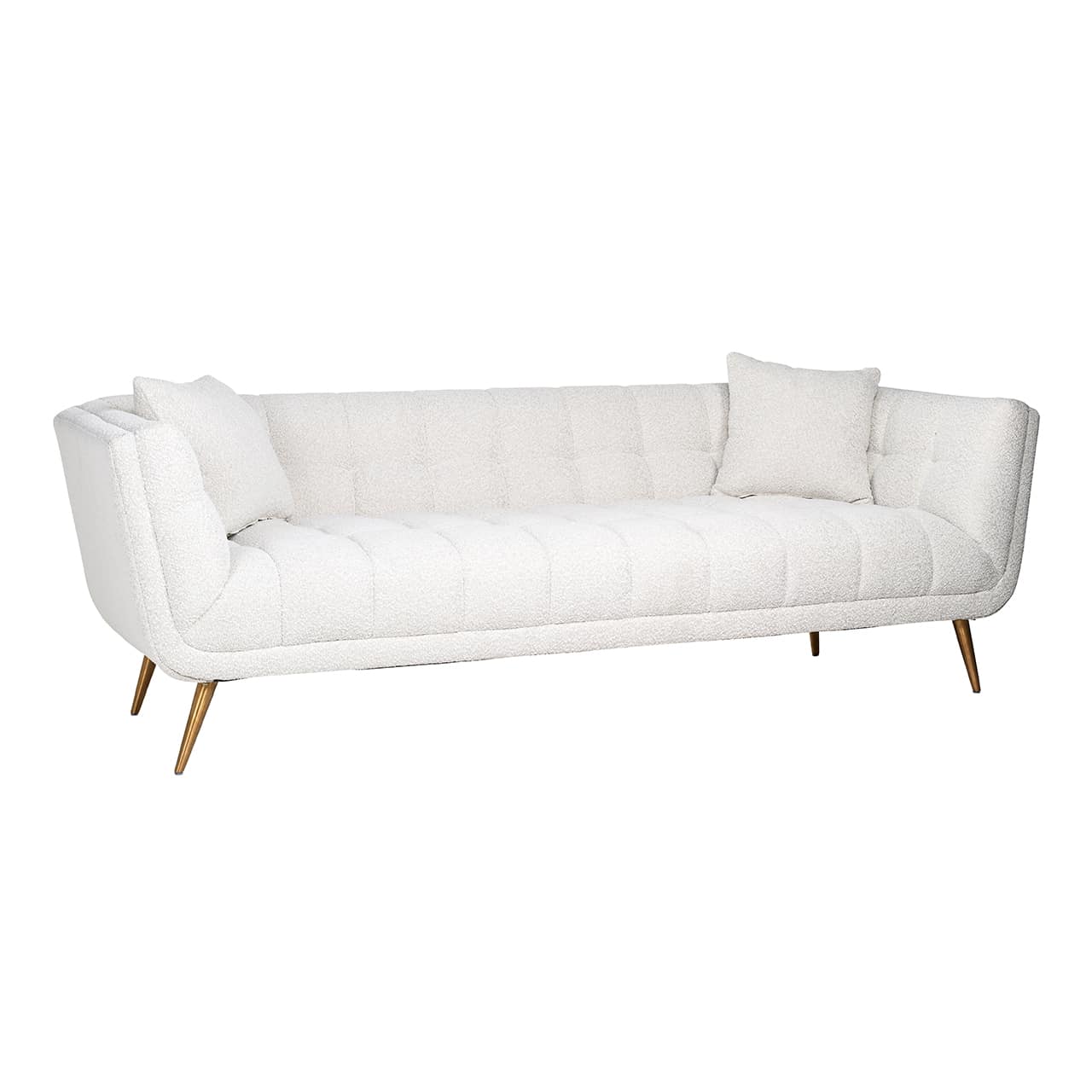 S5126 WHITE BOUCLÉ - Sofa Huxley White Bouclé / Szczotkowane złoto (Copenhagen 900 Bouclé White)