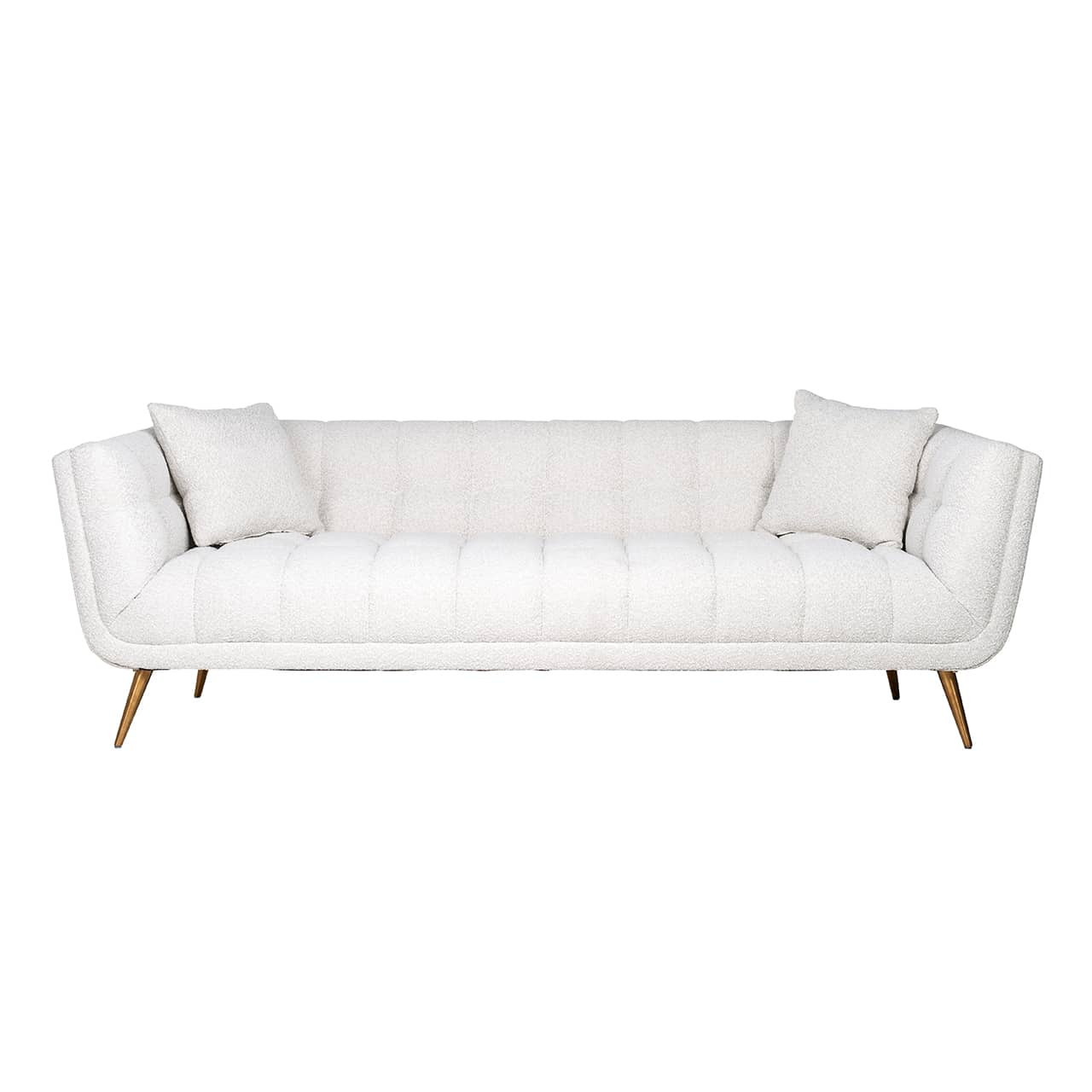 S5126 WHITE BOUCLÉ - Sofa Huxley White Bouclé / Szczotkowane złoto (Copenhagen 900 Bouclé White)