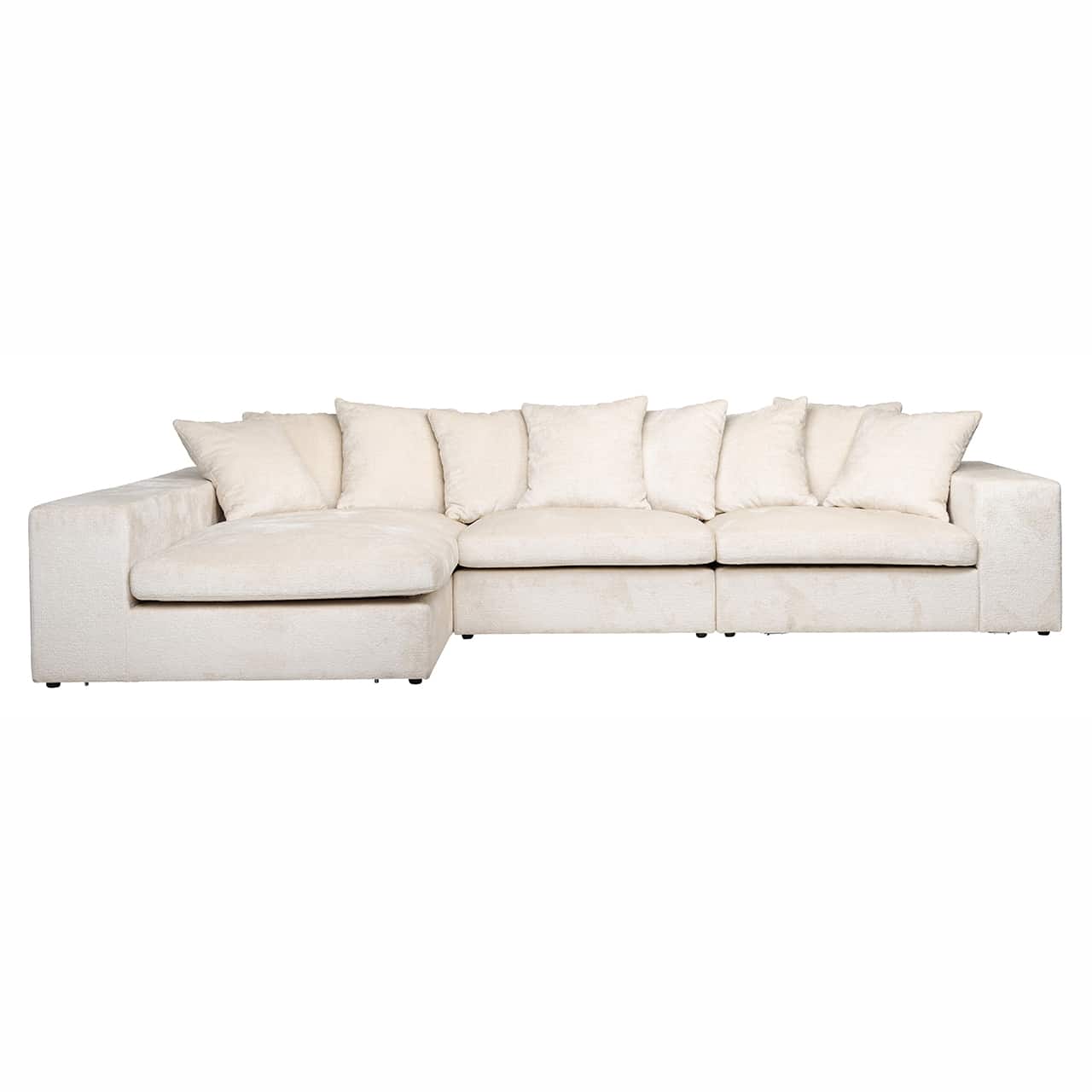 S5135 WHITE CHENILLE - Sofa Alcazar 3 osobowa + salon lewa/prawa biała szenila (Bergen 900 biała szenila)