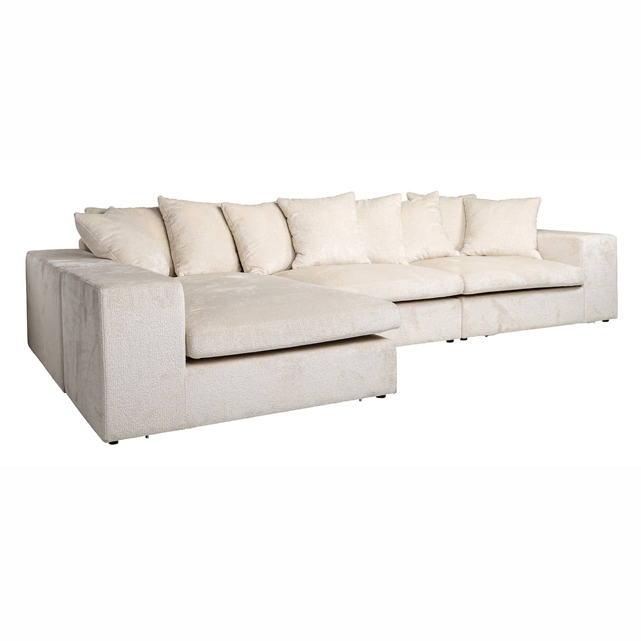 S5135 WHITE CHENILLE - Sofa Alcazar 3 osobowa + salon lewa/prawa biała szenila (Bergen 900 biała szenila)