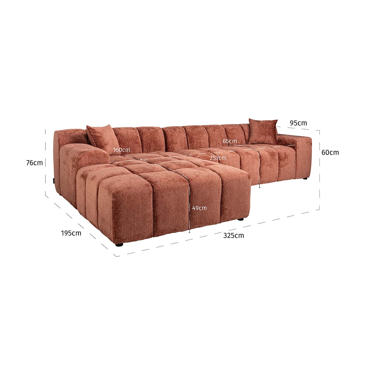 S5136 BLUSH FUSION - Sofa Cube 3-osobowa + salon lewa (Fusion 92 Blush)