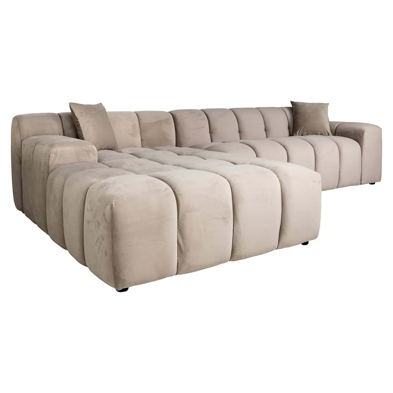 S5136 KHAKI VELVET - Sofa Cube 3-osobowa + salon lewa (Quartz Khaki 903)