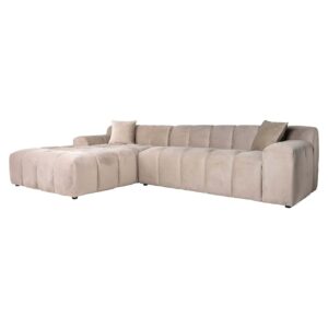 S5136 KHAKI VELVET - Sofa Cube khaki velvet 3-osobowa + leżanka lewa