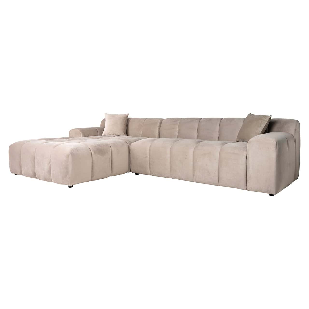 S5136 KHAKI VELVET - Sofa Cube 3-osobowa + salon lewa (Quartz Khaki 903)