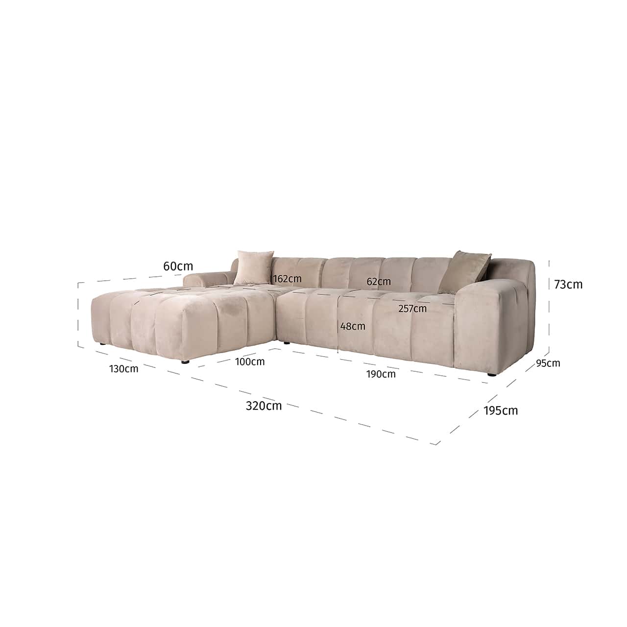 S5136 KHAKI VELVET - Sofa Cube 3-osobowa + salon lewa (Quartz Khaki 903)
