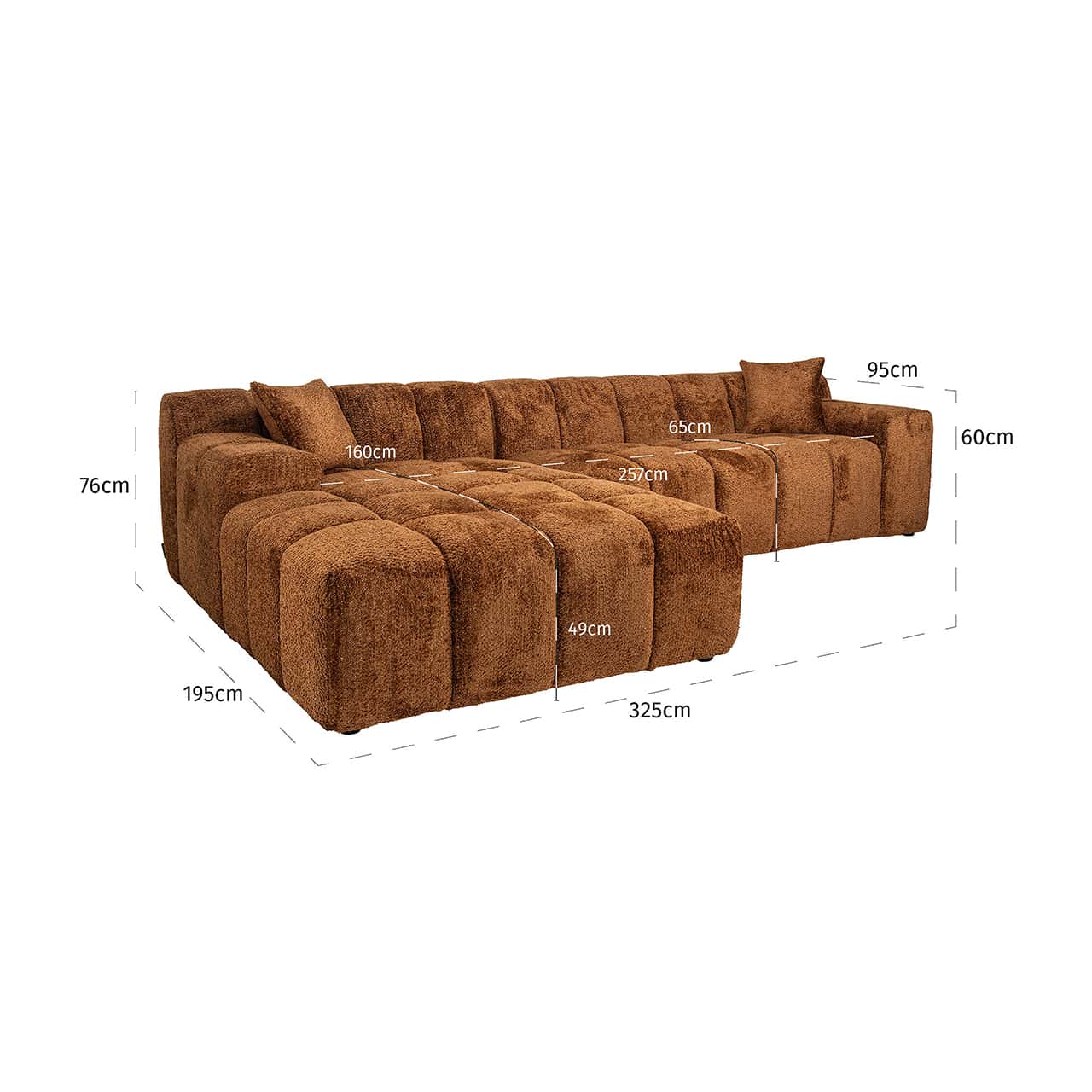 S5136 LOVELY CINNAMON - Sofa Cube 3-osobowa + salon lewa (Be Lovely 603 Cinnamon)