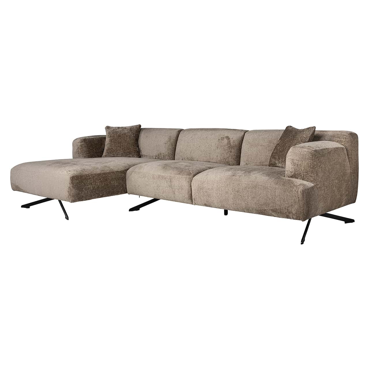 S5138 TAUPE CHENILLE - Sofa Donovan 3-osobowa + salon lewy (Bergen 104 szenil ciemnoszary)