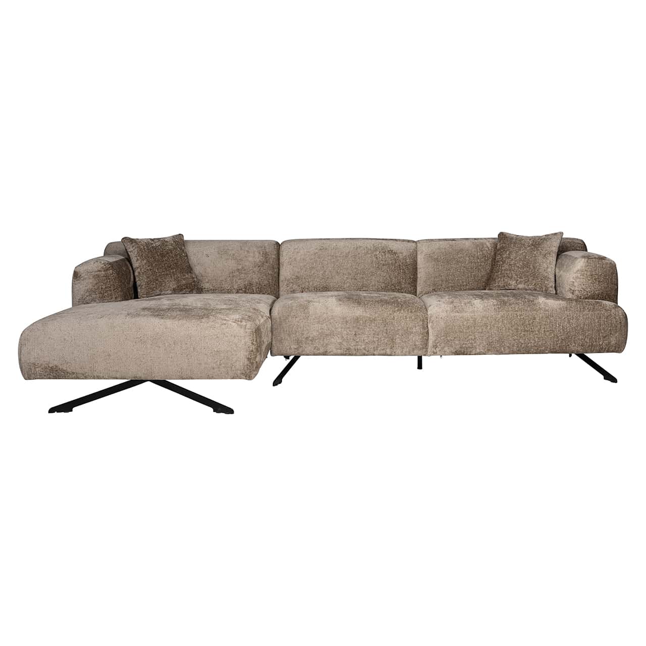 S5138 TAUPE CHENILLE - Sofa Donovan 3-osobowa + salon lewy (Bergen 104 szenil ciemnoszary)