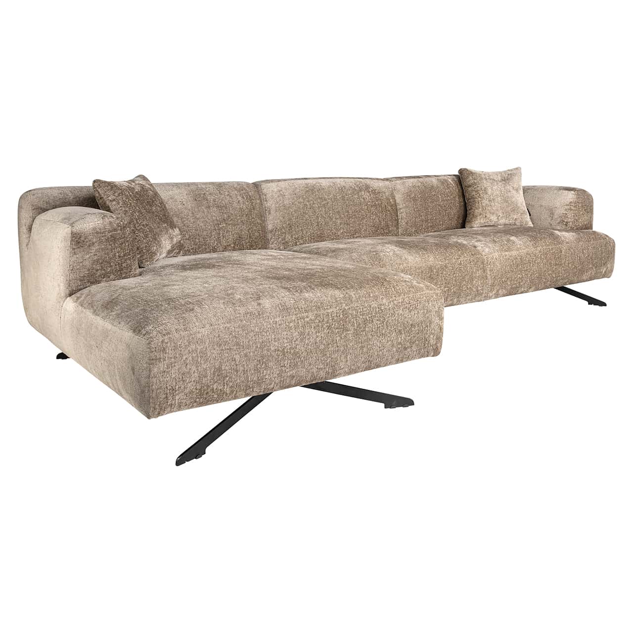 S5138 TAUPE CHENILLE - Sofa Donovan 3-osobowa + salon lewy (Bergen 104 szenil ciemnoszary)