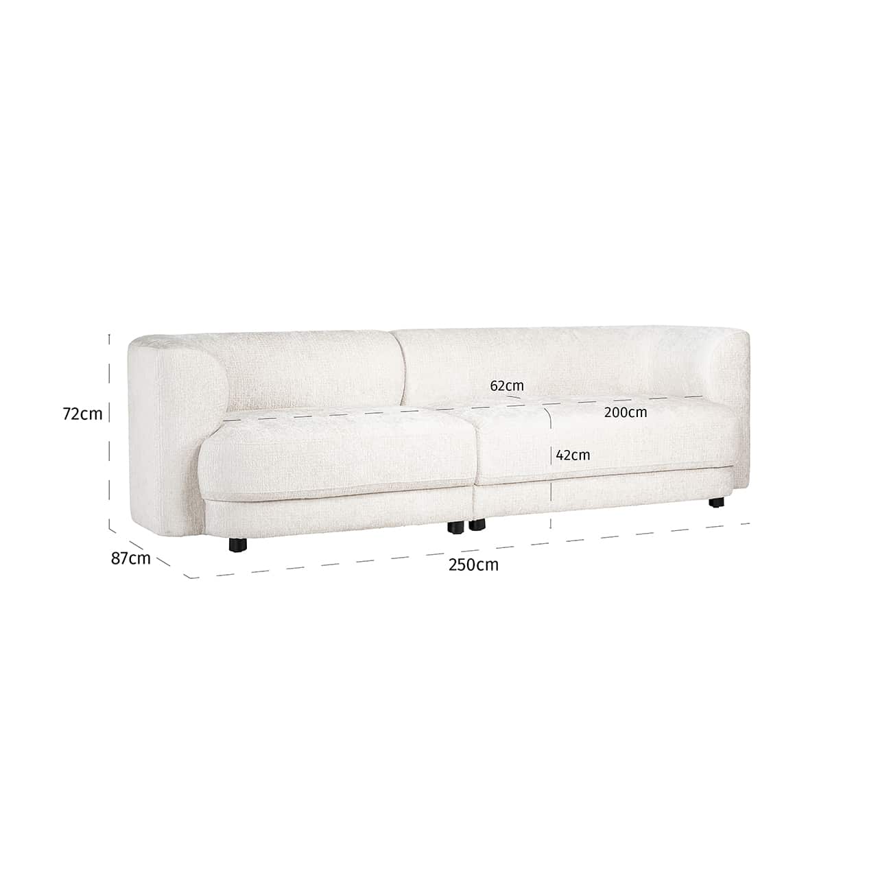 S5142 CREAM FUSION - Sofa Davina kremowa fuzja (Fusion krem ​​02)