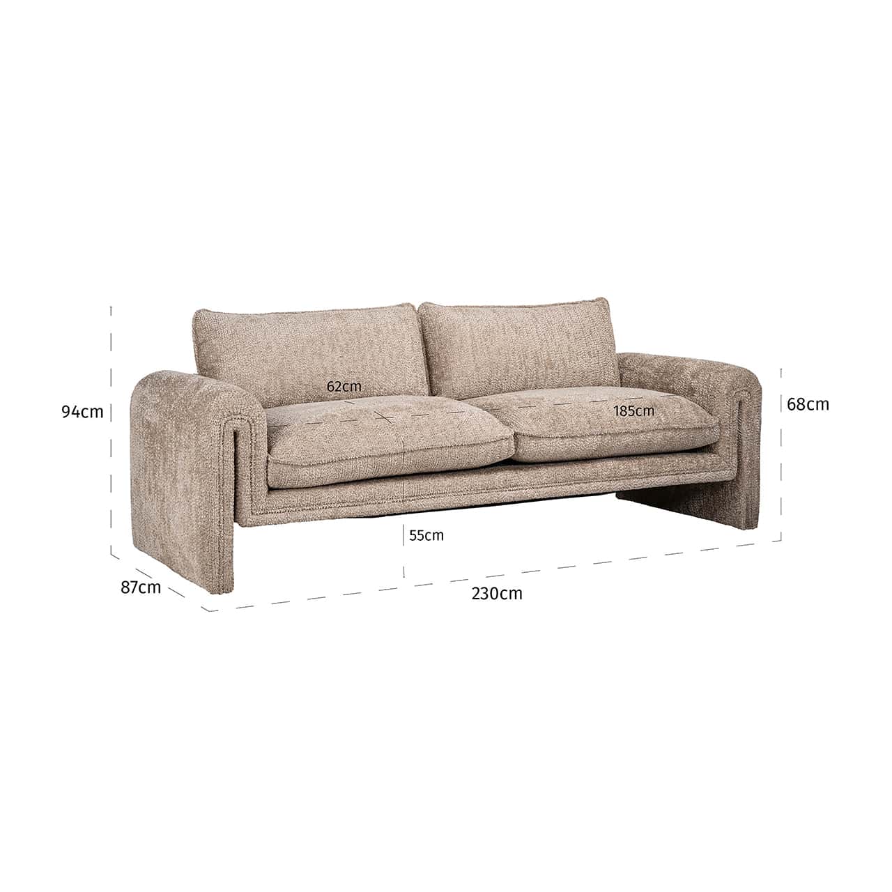 S5143 LOVELY BEIGE - Sofa Sandro śliczny beż (Be Lovely 170 Beige)