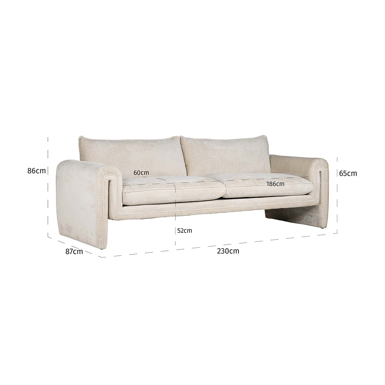 S5143 WHITE CHENILLE - Sofa Sandro biała szenilowa (Bergen 900 biała szenilowa)