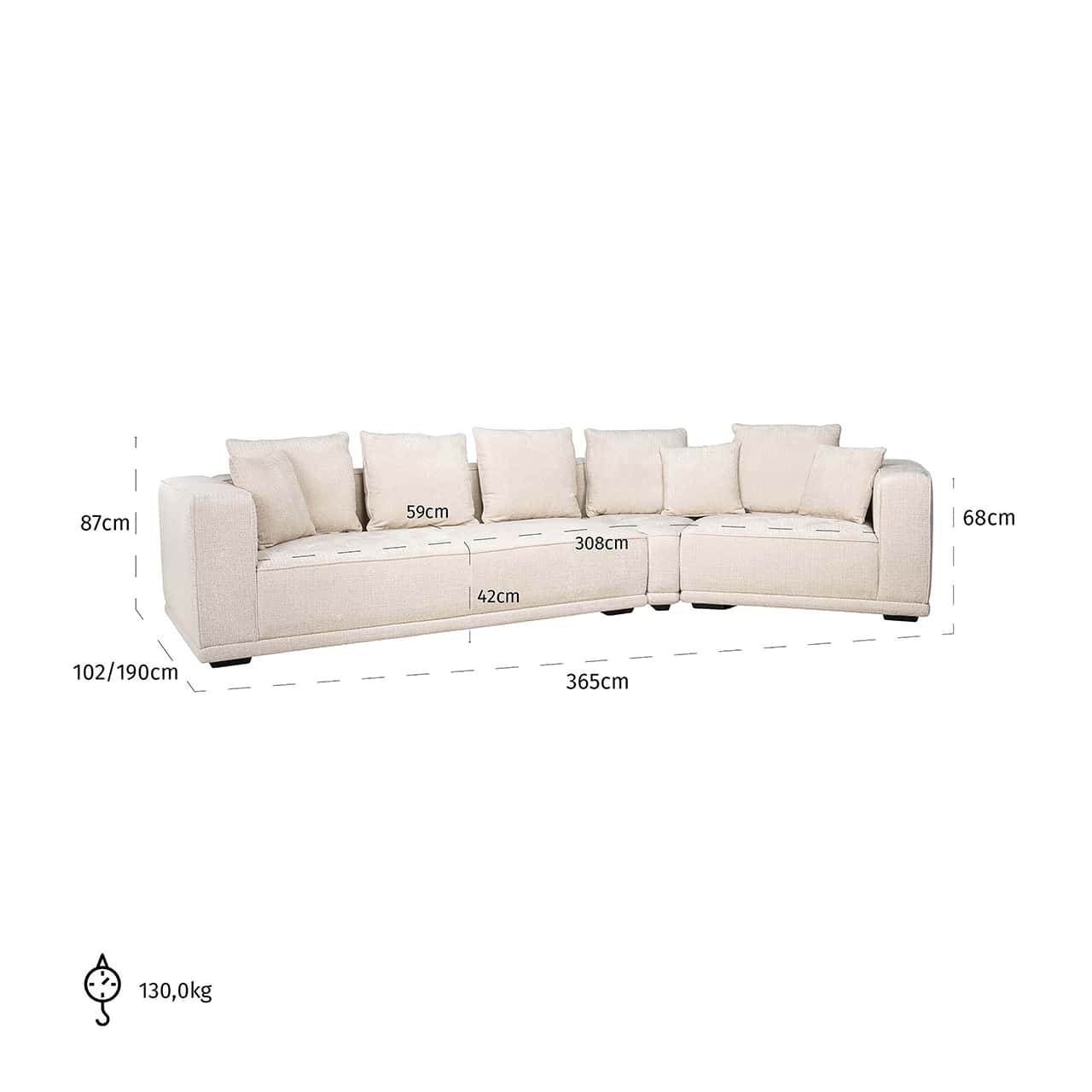 S5149 BEIGE CHENILLE - Sofa Lusso 4-osobowa beżowa szenilowa (Niagara 902 beżowa)