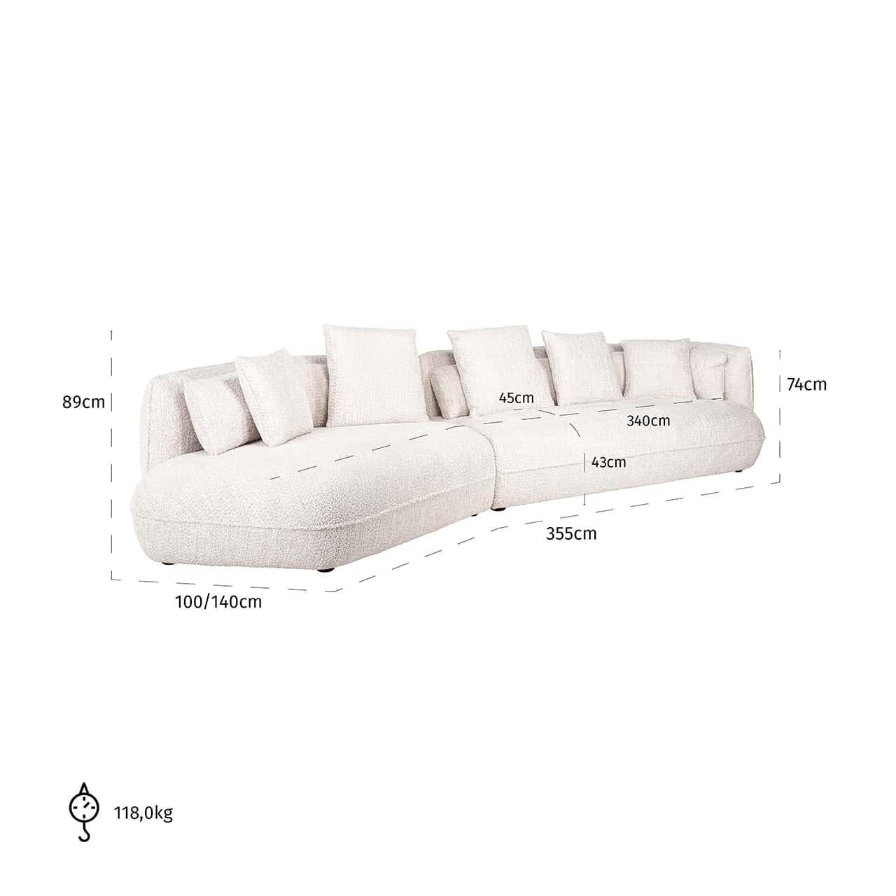 S5160 LOVELY CREAM - Sofa Rodina Lovely kremowa (Be Lovely 11 Cream)