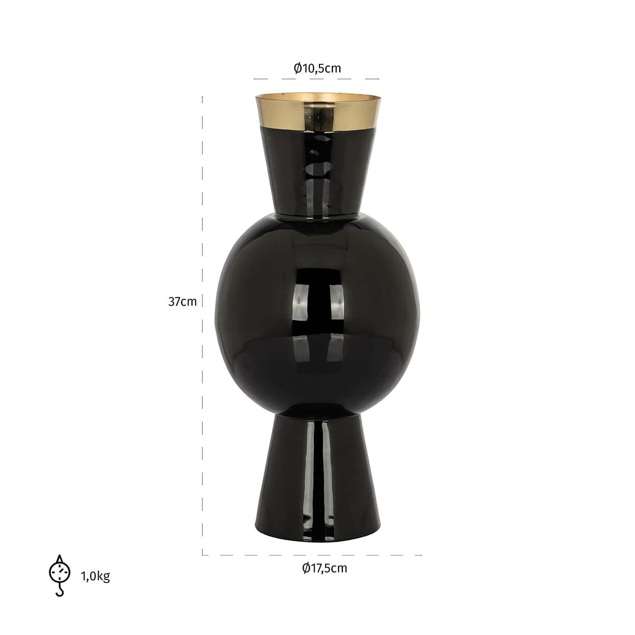 -VA-0301 - Wazon Florence (Czarny/złoty)