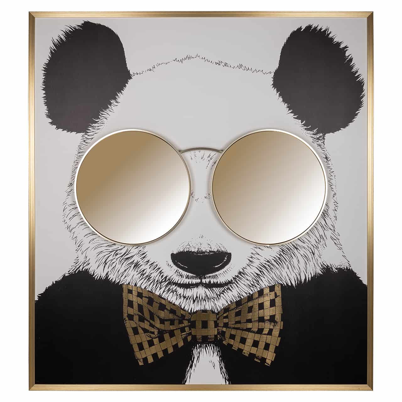 -WA-0005 - Grafika ścienna błyszcząca Panda (czarny/złoty)