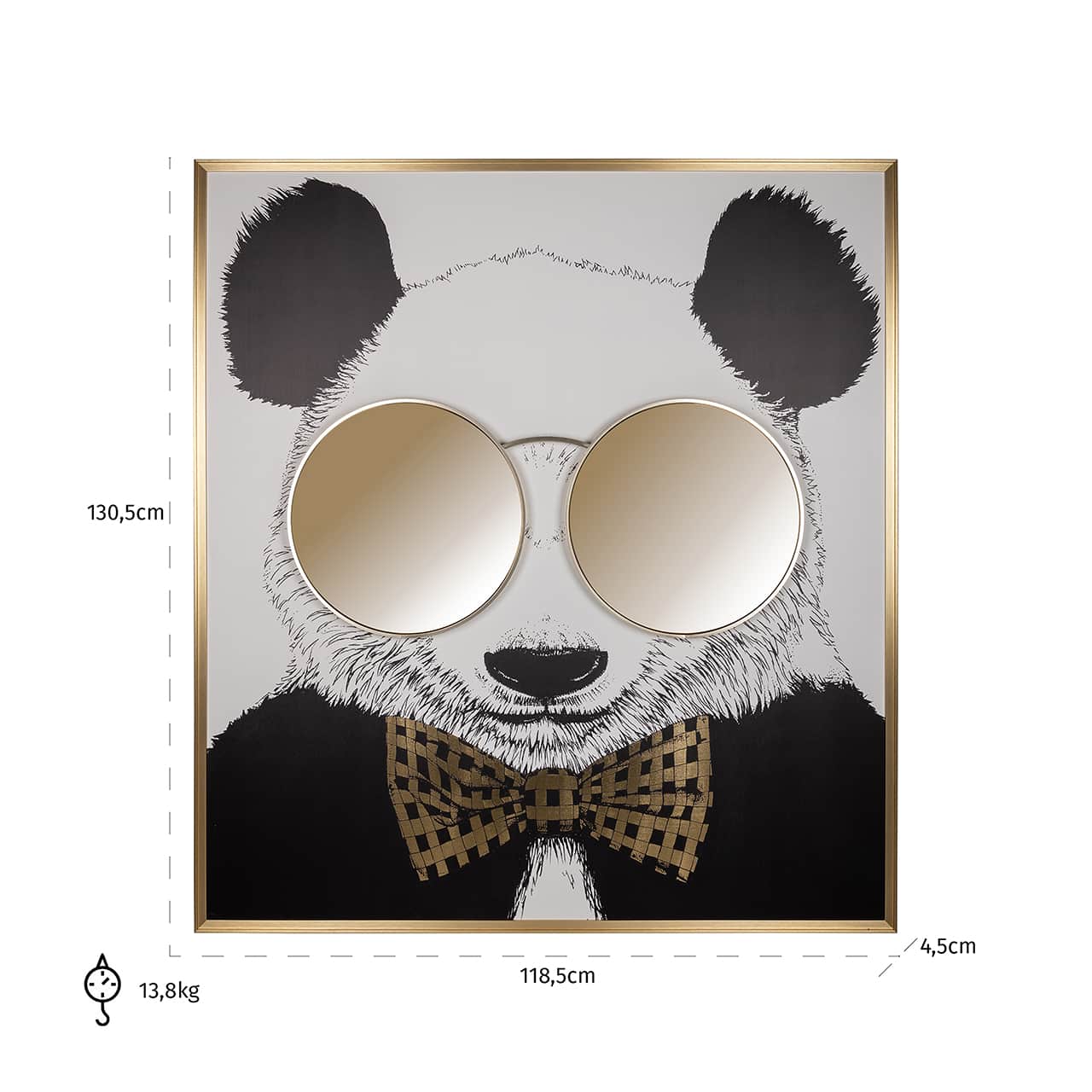 -WA-0005 - Grafika ścienna błyszcząca Panda (czarny/złoty)