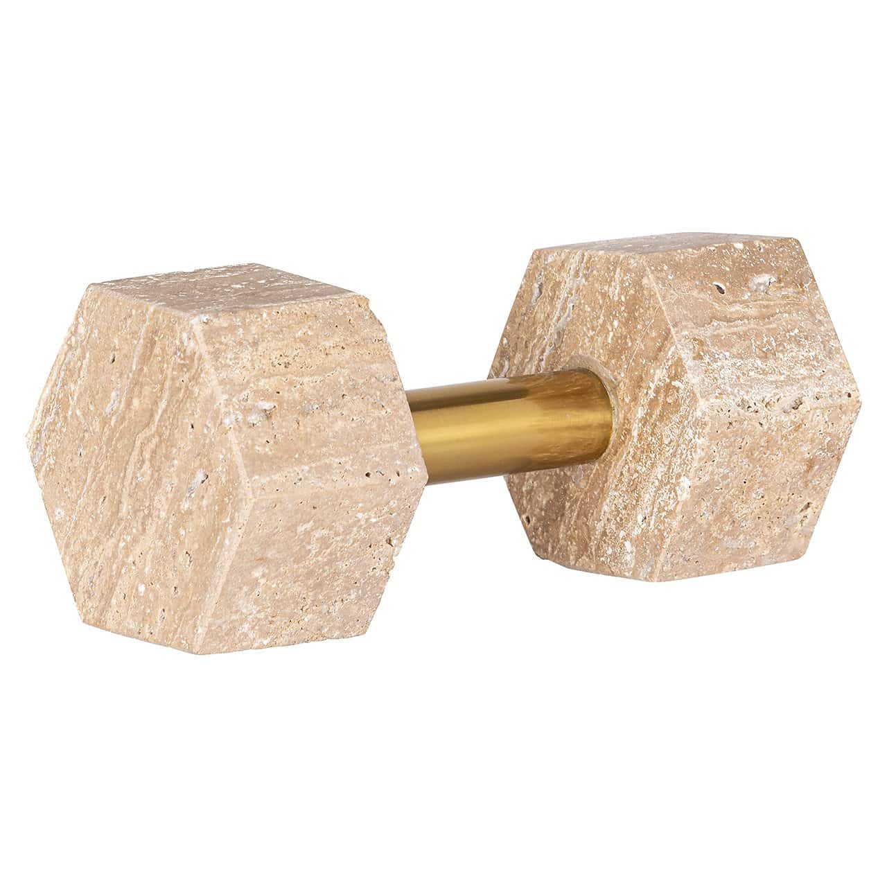-AD-0052 - Obiekt dekoracyjny Dumble beżowy / błyszczący mosiądz (Beżowy)