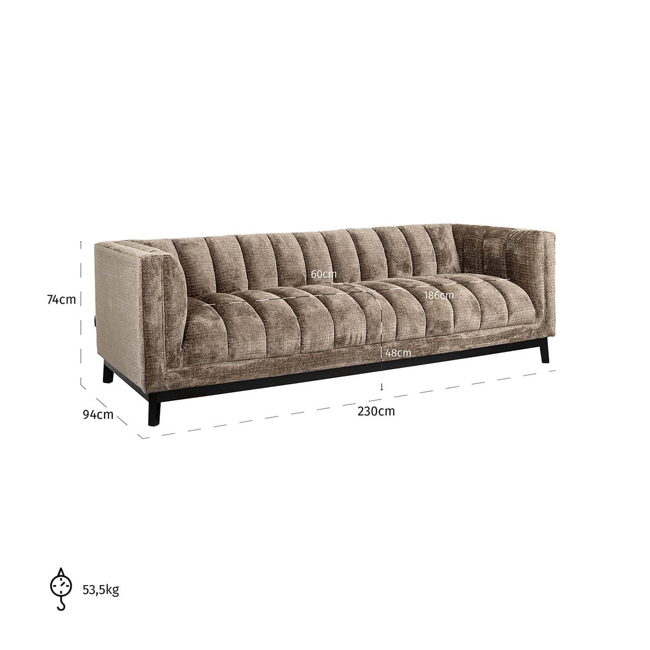 S5141 FR STONE CHENILLE - Sofa Beaudy kamienny szenil ognioodporny (Niagara 104 Stone Chenille)