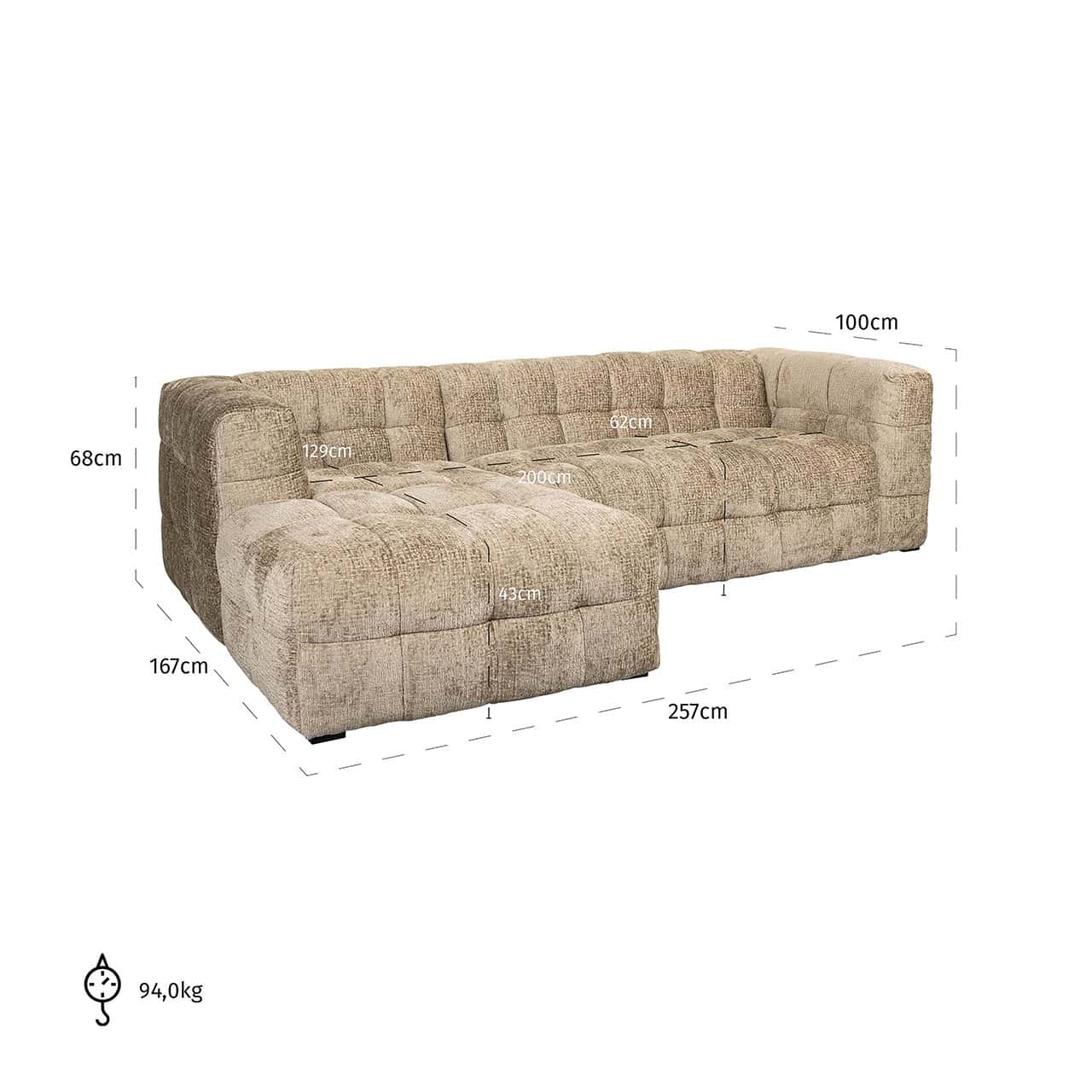 S5156 DESERT FUSION - Sofa wypoczynkowa Merrol lewa pustynna fusion (Fusion 109 pustynna)