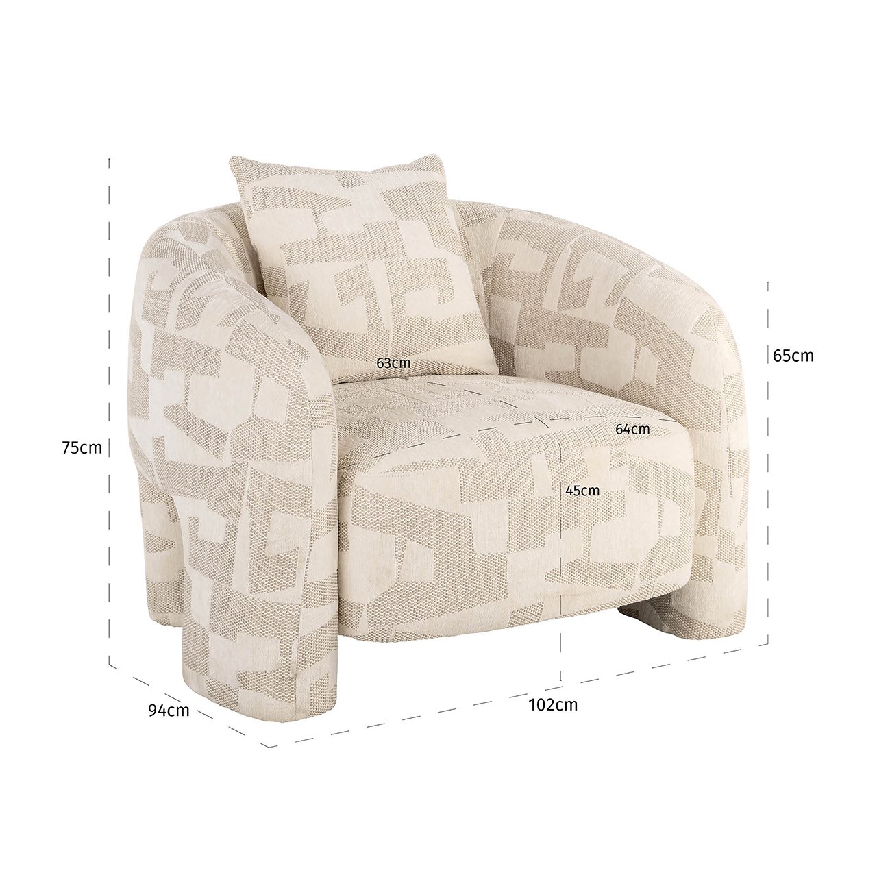 S4791 BEIGE GRAFFIC - Fotel wypoczynkowy Tuscany beżowy graffic (Beżowy graffic)