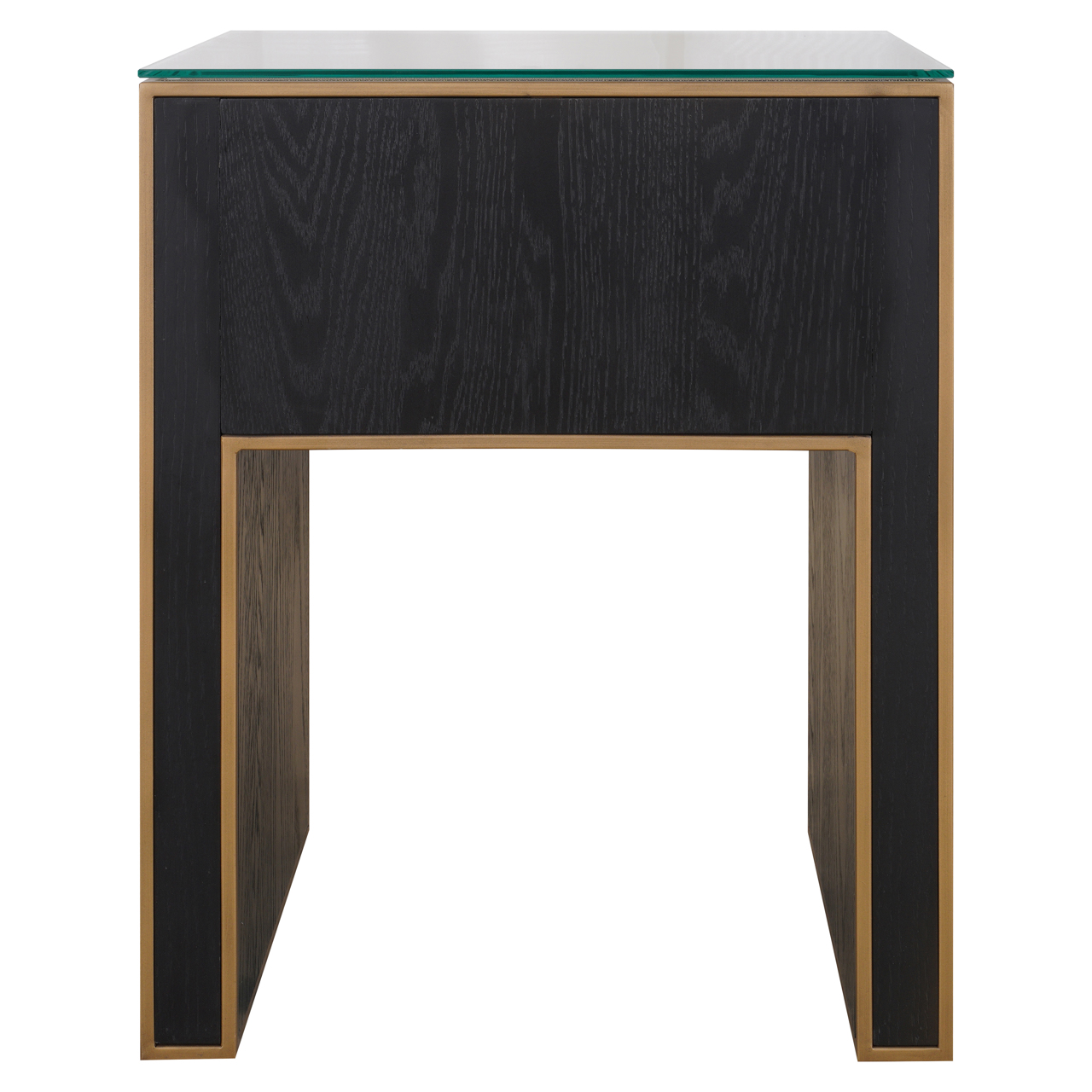 7539 - Stolik nocny Bloomville brązowy z szklanym blatem