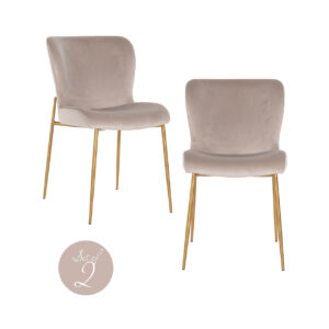 S4508 FR KHAKI VELVET - Krzesło do jadalni Odessa khaki aksamitne ognioodporne (zestaw 2 szt.)