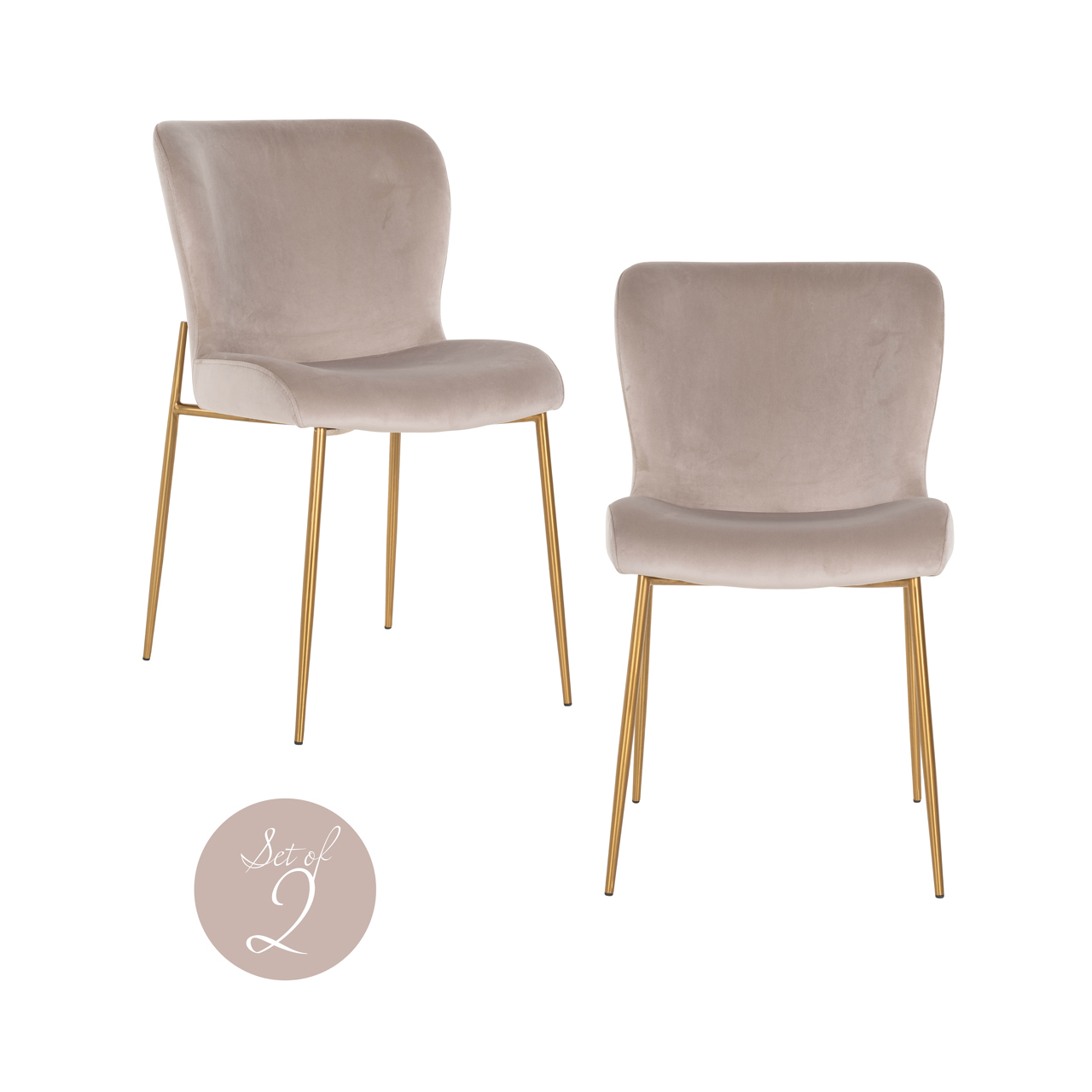 S4508 FR KHAKI VELVET S4508 FR KHAKI VELVET - Krzesło do jadalni Odessa khaki aksamitne ognioodporne (zestaw 2 szt.)