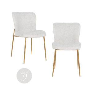 S4508 WHITE BOUCLÉ - Krzesło do jadalni Odessa białe bouclé (zestaw 2 szt.)