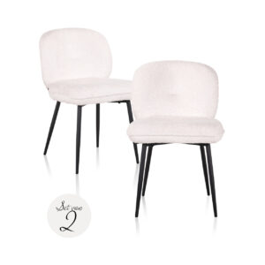 S4729 WHITE SHEEP - Krzesło do jadalni Kiki owca białe (zestaw 2 szt.)